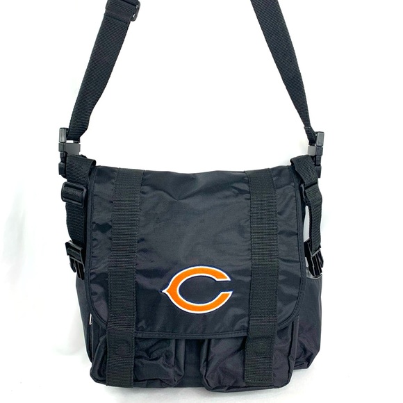 NFL Chicago Bears Men Unisex Black Orange Baby Diaper Bag Large Crossbody Bag - Picture 1 of 12
